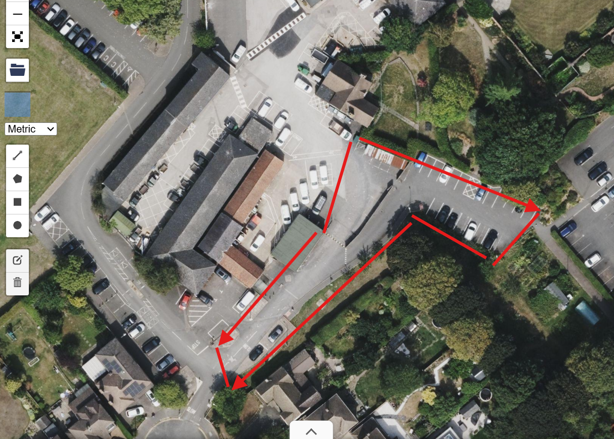 aerial view showing area of roadworks at E&FM yard